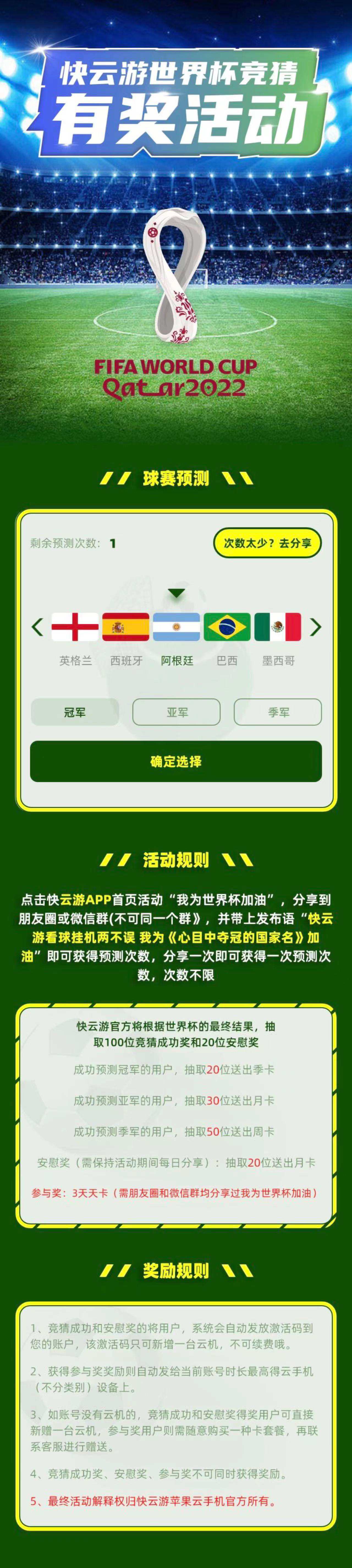 快云游 |世界杯三强竞猜有奖来啦!参与用户都可免费赢得好礼哦!!!